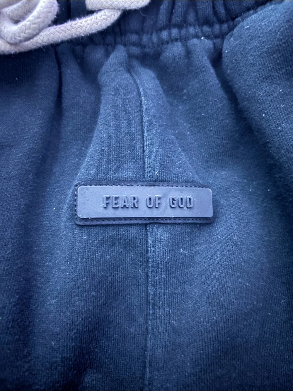 Fear of God Black Cotton Logo Sweat Shorts with White Drawstring